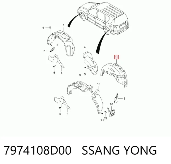 Подкрылок задний правый 7974108D00 Ssang Yong