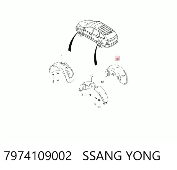 Подкрылок задний правый 7974109002 Ssang Yong