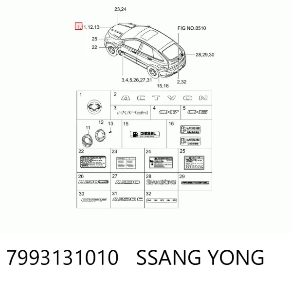  7993131010 Ssang Yong