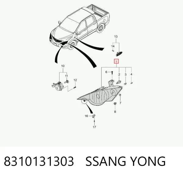 Левая фара 8310131303 Ssang Yong
