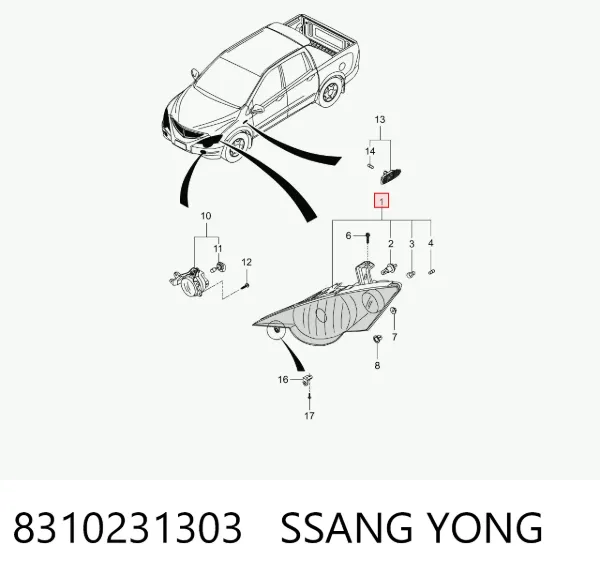 Правая фара 8310231303 Ssang Yong