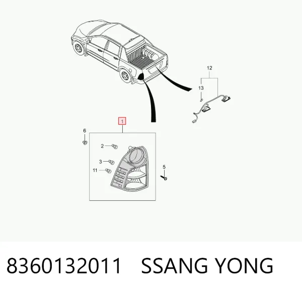 Фонарь задний левый 8360132011 Ssang Yong