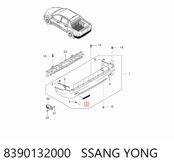 Левый отражатель заднего бампера 8390132000 Ssang Yong