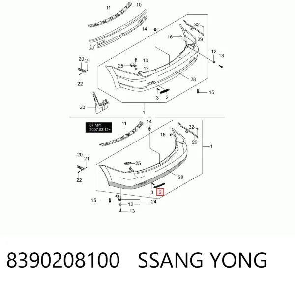 Правый катафот заднего бампера 8390208100 Ssang Yong