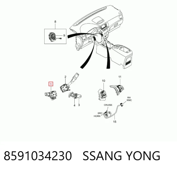 Левый подрулевой переключатель 8591034230 Ssang Yong
