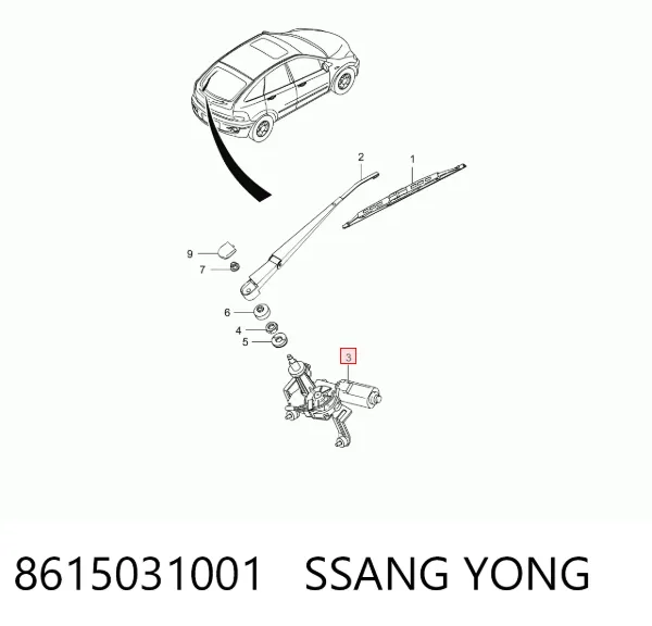 Моторчик заднего дворника 8615031001 Ssang Yong