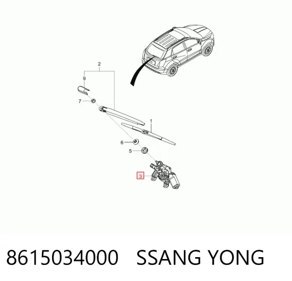 Моторчик заднего дворника 8615034000 Ssang Yong