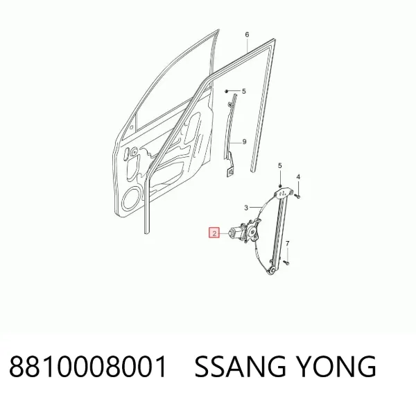 Мотор стеклоподъемника двери передней левой 8810008001 Ssang Yong
