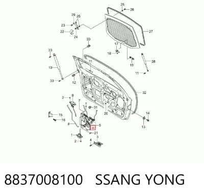 Мотор-привод открытия/закрытия замка двери задней SSANG YONG 8837008100