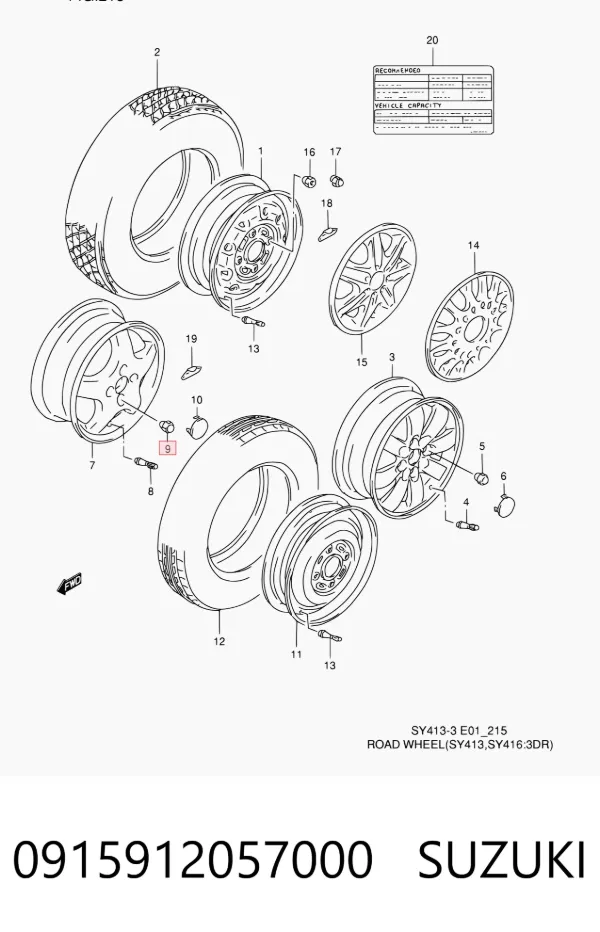Гайки колесные 0915912057000 Suzuki
