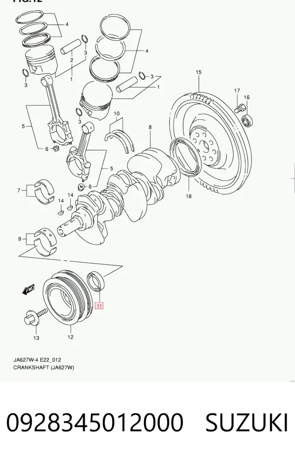 Сальник коленвала 0928345012000 Suzuki
