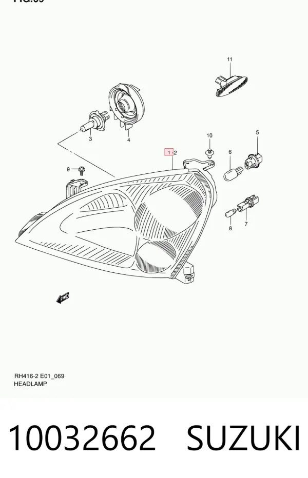 Правая фара Suzuki Liana ER