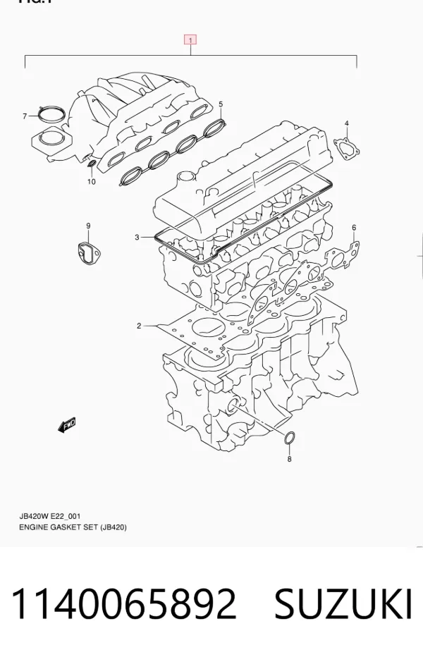 Верхний комплект прокладок двигателя 1140065892 Suzuki