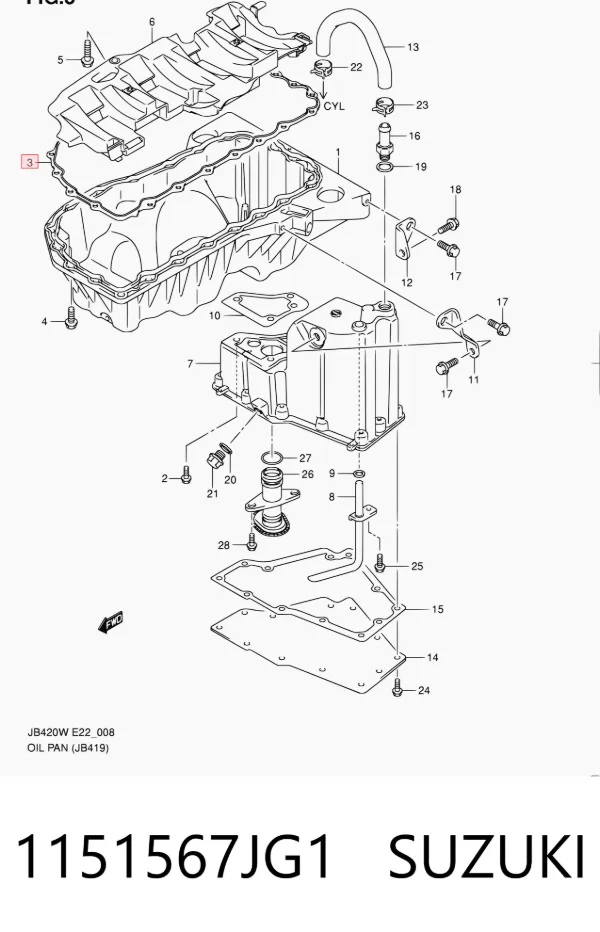 Прокладка поддона картера 1151567JG1 Suzuki