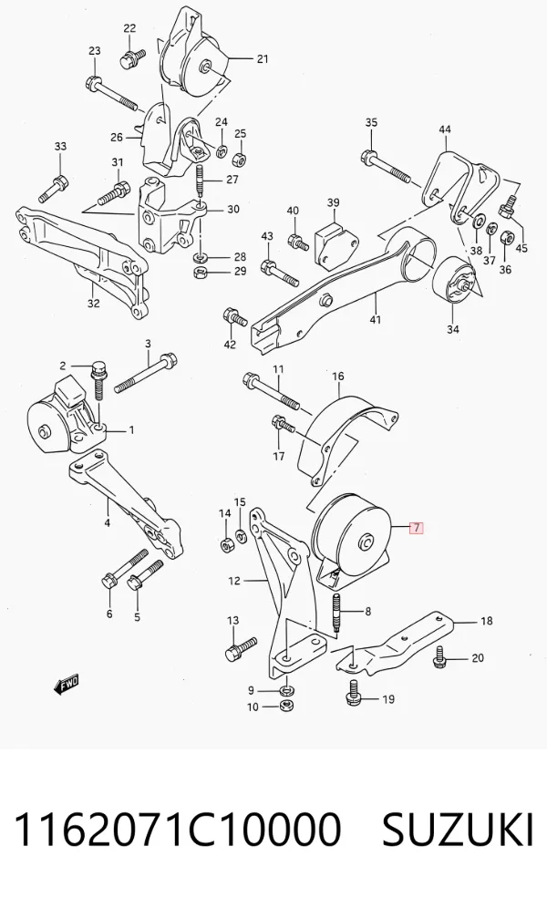 Левая подушка двигателя 1162071C10000 Suzuki