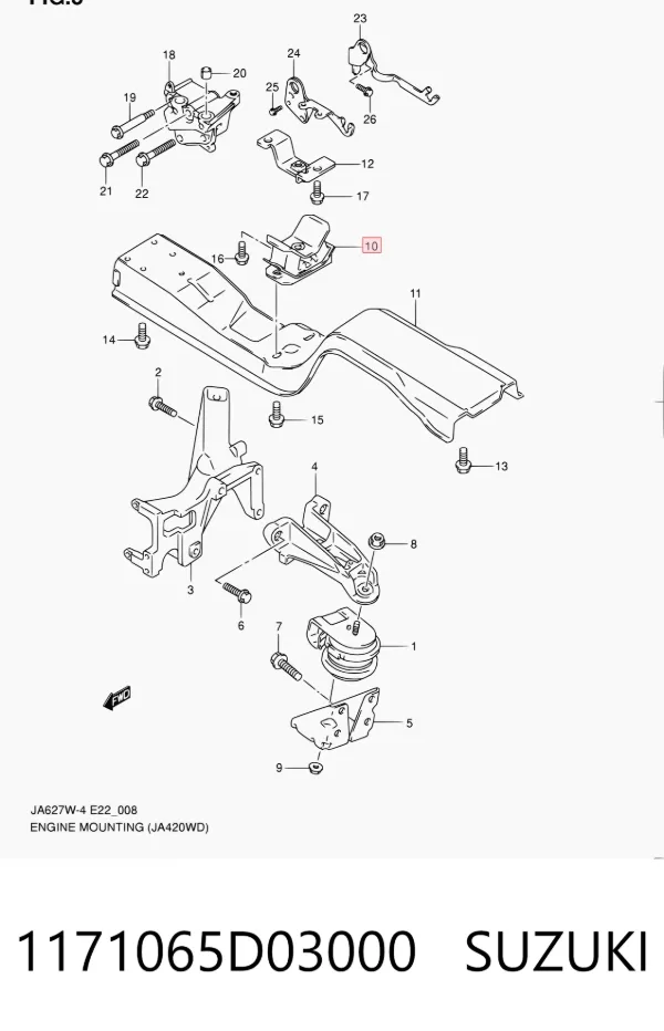 Задняя опора двигателя 1171065D03000 Suzuki