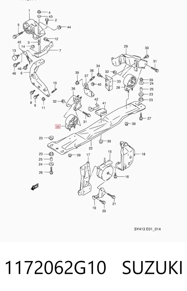 Передняя опора двигателя 1172062G10 Suzuki