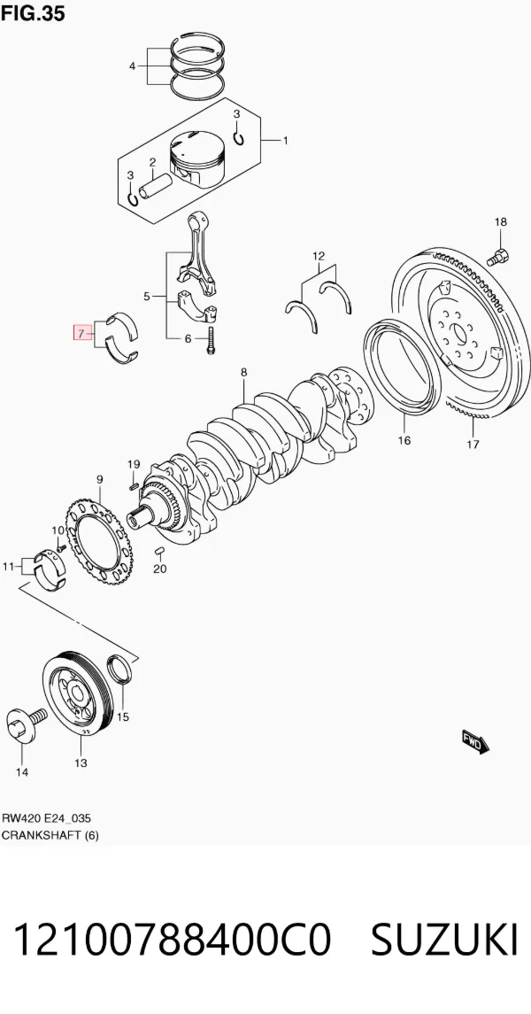 Вкладыши шатунные 12100788400C0 Suzuki