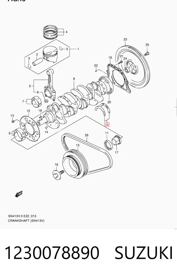 Полукольцо упорное (разбега) коленвала, STD, комплект 1230078890 Suzuki