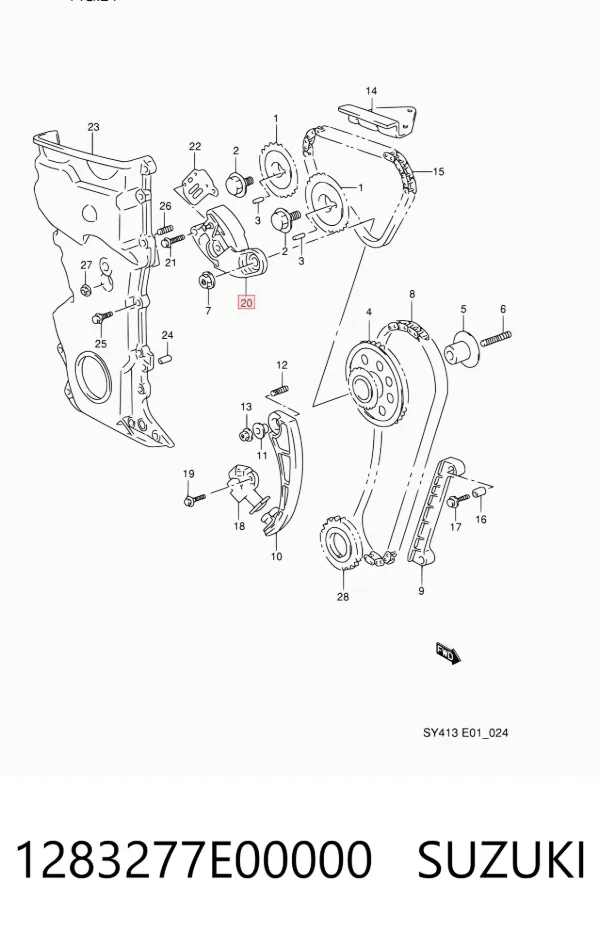 Натяжитель цепи ГРМ распреддвалов 1283277E00000 Suzuki
