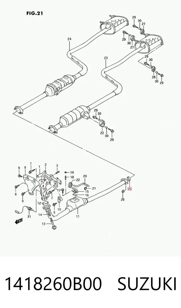 Прокладка глушителя 1418260B00 Suzuki