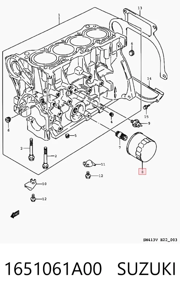 Масляный фильтр 1651061A00 Suzuki