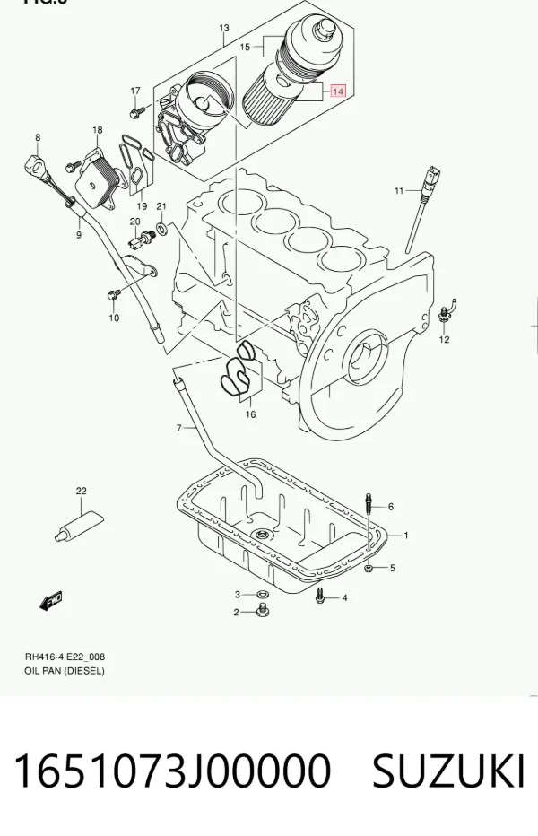 Масляный фильтр 1651073J00000 Suzuki