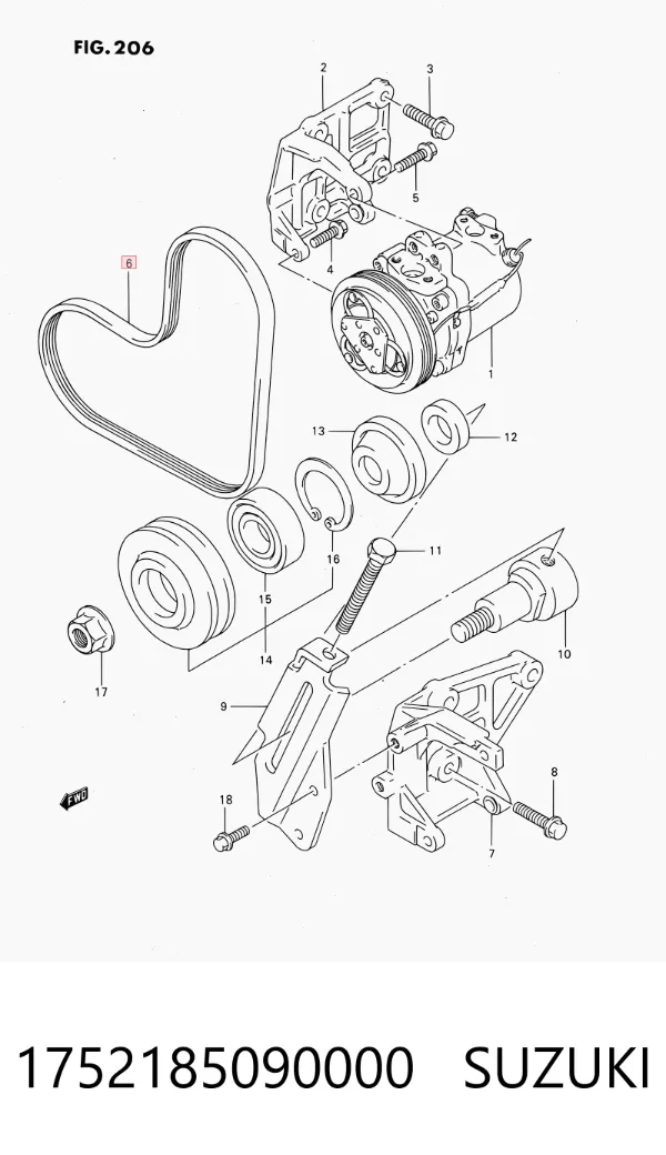 Ремень генератора 1752185090000 Suzuki