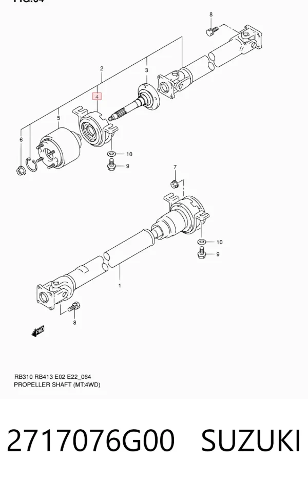 Подвесной подшипник карданного вала 2717076G00 Suzuki