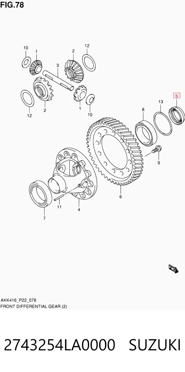 Левый сальник полуоси 2743254LA0000 Suzuki