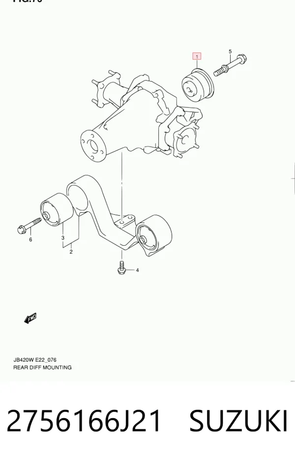 Сайлентблок (подушка) редуктора заднего моста задний 2756166J21 Suzuki