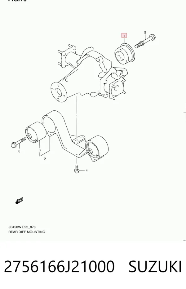 Сайлентблок (подушка) редуктора заднего моста задний 2756166J21000 Suzuki