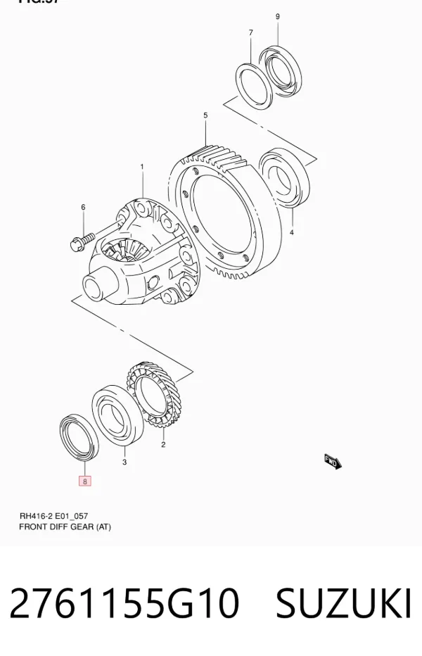 Сальник редуктора переднего моста 2761155G10 Suzuki