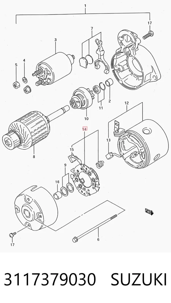 Щеткодержатель стартера 3117379030 Suzuki