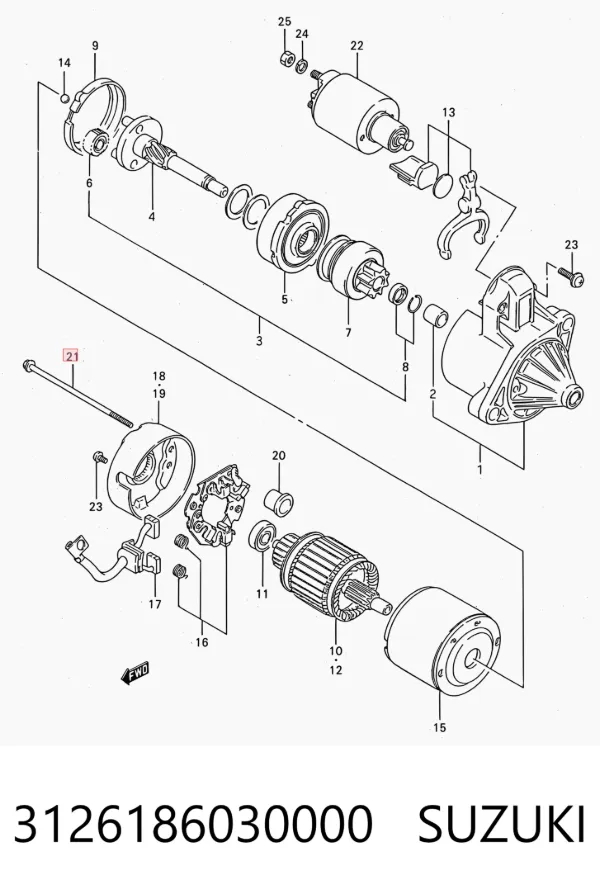 Болт стяжной стартера 3126186030000 Suzuki