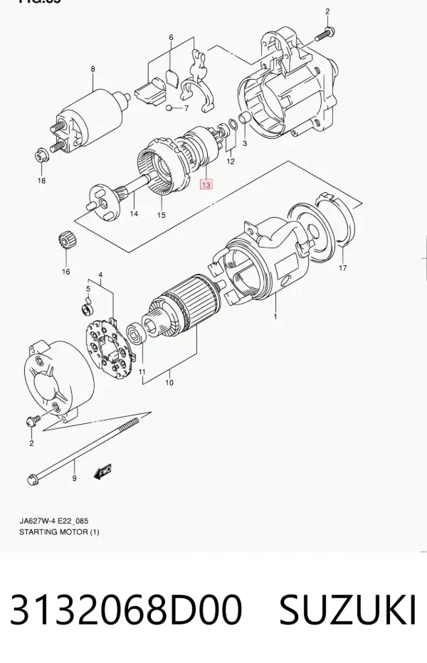 Бендикс стартера 3132068D00 Suzuki