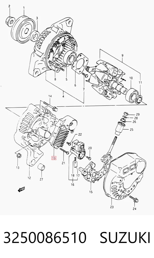 Реле генератора 3250086510 Suzuki