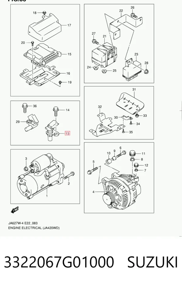 Датчик коленвала 3322067G01000 Suzuki