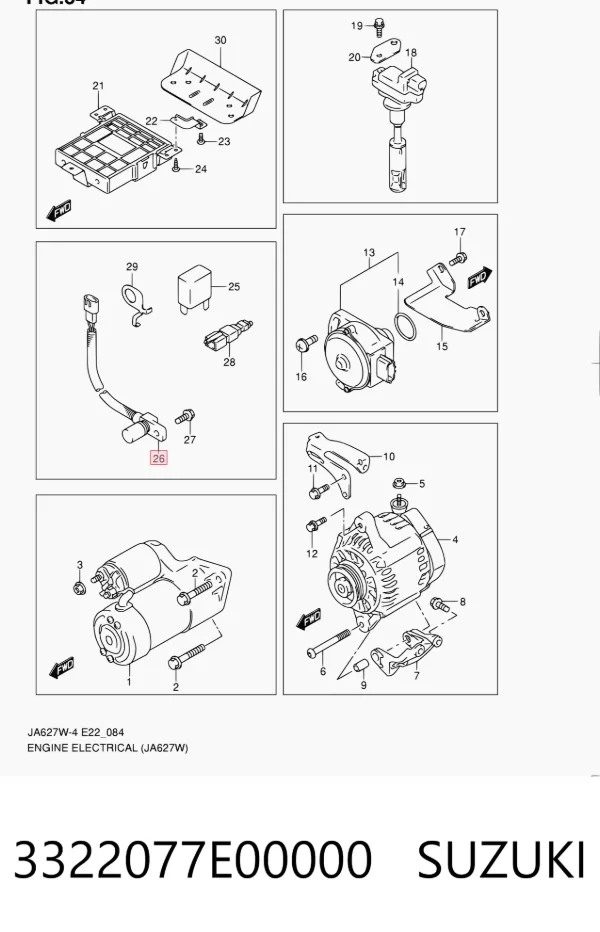 Датчик коленвала 3322077E00000 Suzuki