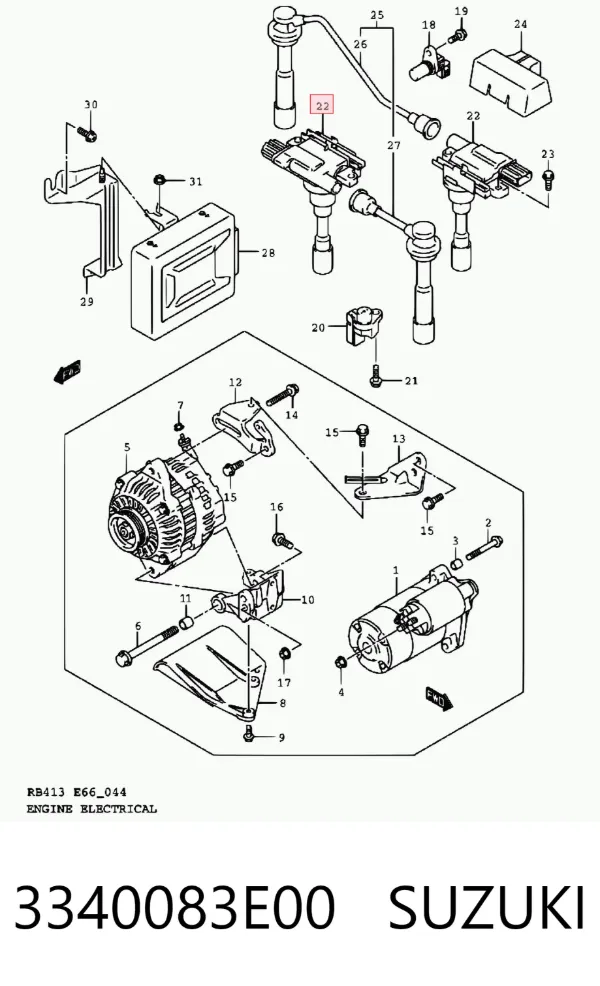 Катушка зажигания 3340083E00 Suzuki