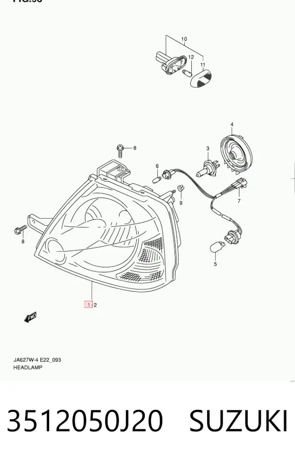 Правая фара 3512050J20 Suzuki