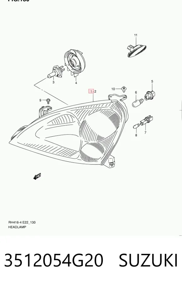 Правая фара 3512054G20 Suzuki
