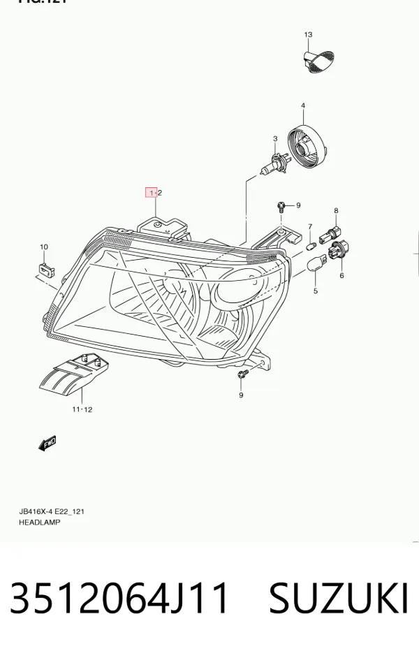 Правая фара 3512064J11 Suzuki
