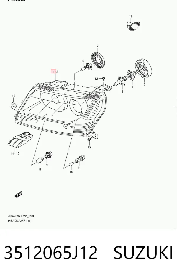 Правая фара 3512065J12 Suzuki
