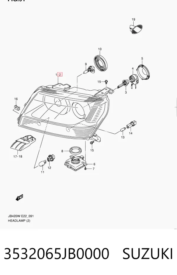 Левая фара 3532065JB0000 Suzuki