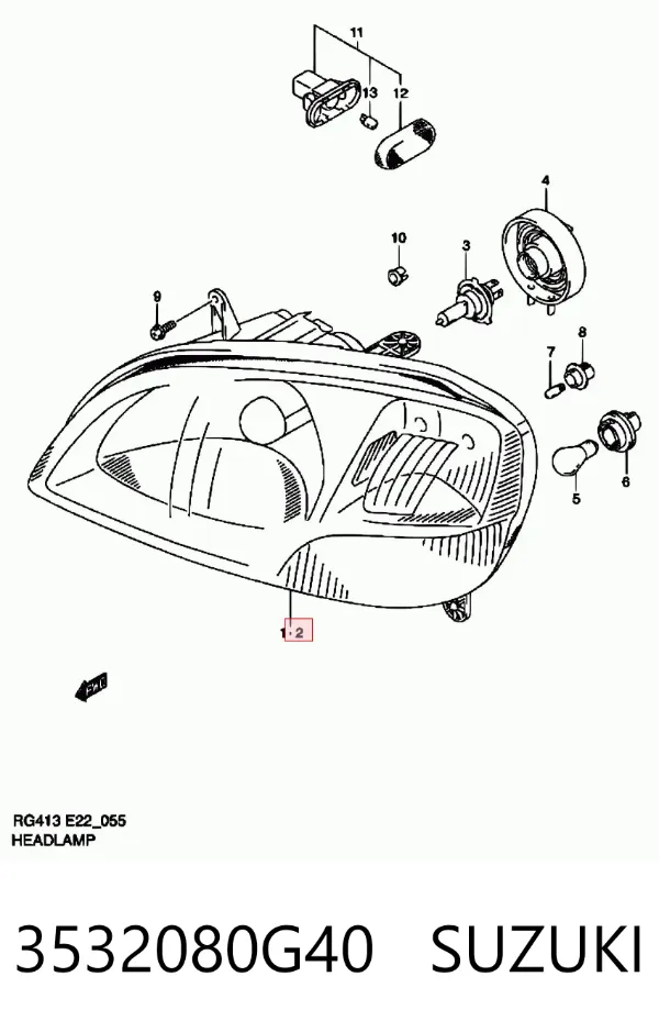 Левая фара 3532080G40 Suzuki