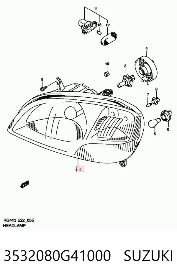 Левая фара 3532080G41000 Suzuki