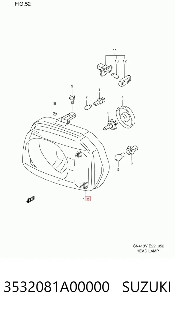 Левая фара 3532081A00000 Suzuki