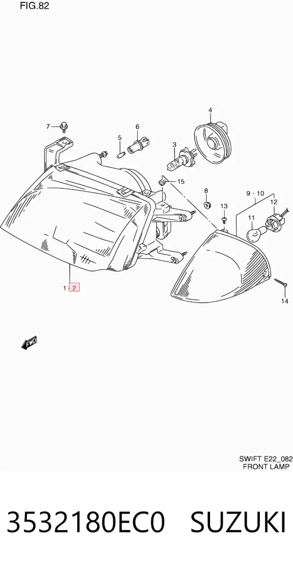 Левая фара 3532180EC0 Suzuki