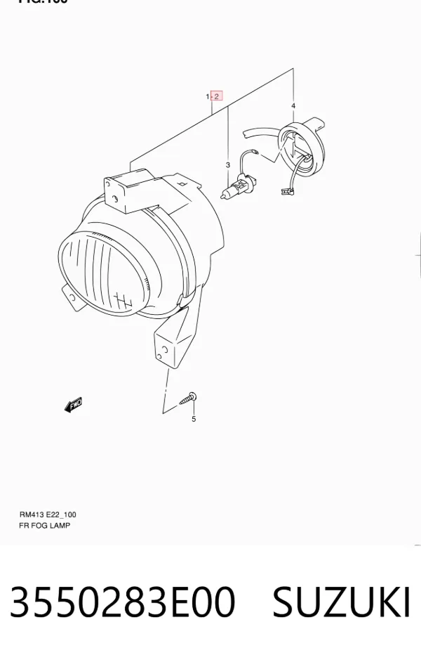 Фара противотуманная левая 3550283E00 Suzuki